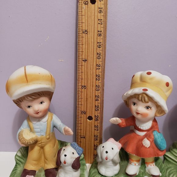 Homco Trio Children / w Pets Bisque Porcelain Figurines - Picture 7 of 10